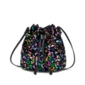 Black sequin bucket bag sparkling stylish shoulder handbag versatile crossbody purse chic. - Black Multi-color