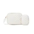Sac bandoulière appareil photo matelassé blanc avec mini poche, élégant sac en cuir PU. - Blanc