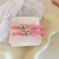 Roze strass hart eendebek haarspelden schattige meisjes haarclips leuke haaraccessoires - 12# Eendenbek Clip - Roze Klein Dubbel Hart (Paar)