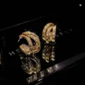 Elegant multi-layer hoop earrings for women, sparkling diamond-encrusted gold tone design. - Irregular (18#)