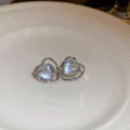 Chic silver irregular heart earrings with jelly glitter inlay, trendy minimalist jewelry style. - 15# Silver Post Earrings - Silver Heart
