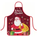 Delantal estampado de poliéster de Navidad impermeable cocina cocción babero ajustable - Estilo Papá Noel (C) / Talla Única para Adultos