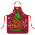 Delantal de cocina de poliéster impermeable navideño con estampado de árbol festivo. - Estilo Árbol de Navidad y Reno (A) / Talla Única para Adultos