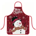 Delantal de cocina navideño impermeable con estampado de muñeco de nieve, babero festivo - Estilo Muñeco de Nieve y Cuadros (B) / Talla Única para Adultos