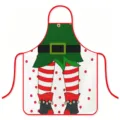 Christmas elf printed waterproof kitchen apron, sleeveless neck-hanging festive party bib. - One Size / Christmas Elf Style F