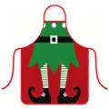 Christmas Elf Print Waterproof Kitchen Apron Red Holiday Party Sleeveless Cooking Bib - One Size / Christmas Elf Style B