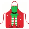 Christmas Elf Print Waterproof Kitchen Apron Cute Holiday Party Sleeveless Cooking Bib - One Size / Christmas Elf Style G