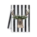 Weihnachten Hirsch gedruckt Mikrofasertuch schwarz weiss Streifen Kueche Reinigung Tuch - 40x60cm / D-Gestreiftes Rentier