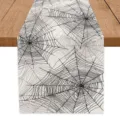 Halloween Spider Web Table Runner Festive Tablecloth for Dining Room Party Decor - Black White Spider Web (Halloween L)