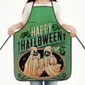 Tablier de cuisine imperméable Halloween avec imprimé de fantôme mignon pour la cuisine. - Fantôme Vert (H)