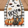 Halloween Ghost Pumpkin Table Runner Festival Party Dining Table Cloth Decoration - Plaid Pumpkin Ghost (Halloween F)
