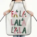 Delantal de cocina navideño impermeable con estampado de letras festivas para el hogar - Talla Única Niños 45X56CM / Blanco Navidad (D)