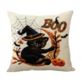Halloween Μαύρη Γάτα Θήκη Μαξιλαριού Καπέλο Μάγισσας Κολοκύθα Διακοσμητικός Καναπές - 40x40cm / Στυλ Μαύρη Γάτα Βελούδο (B)