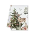 Vintage Weihnachts-Hirsch bedrucktes Küchentuch dekorative Urlaubs-Leinwand Textil Heim - 40x60cm / Stil A (Elch Und Weihnachtsbaum)