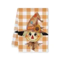 Autumn scarecrow print kitchen dish towel, absorbent microfiber tea towel in orange check. - Style A-Scarecrow / 40x60cm