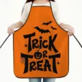 Tablier de cuisine imperméable citrouille chauve-souris Halloween pour cuisson maison - Chauve-souris Orange (G)