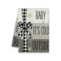 Black and white buffalo plaid Christmas kitchen towel with elegant bow and holiday text design. - 40x60cm / Plaid Bow Snowflake (A)