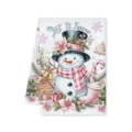 Vintage kerst sneeuwpop keukenhanddoek roze ruitjes design zeer zacht absorberend. - Let It Snow Sneeuwpop Motief (F)