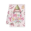 Retro roze Kerstmis aquarel theedoek microvezel keuken absorberende reinigingsdoek - Merry Christmas Motief (D) / 40x60cm