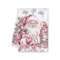 Roze aquarel Kerstman theedoek, absorberende microvezel keukenreinigingsdoekje. - Ho Ho Ho Kerstman Motief (C) / 40x60cm
