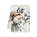 Kerst sneeuwpop microvezel keukenhanddoek voor feestelijke schoonmaak en decoratie. - Grijs Gestreepte Sneeuwpop Print (H)