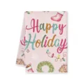 Roze kerst microvezel theedoek met aquarel feestdagontwerp voor het reinigen van keuken. - Roze Happy Holiday Motief (A) / 40x60cm
