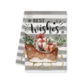 Kerst microvezel keukenhanddoek met grijze strepen en feestelijk slede en cadeau print ontwerp. - Grijs Gestreepte Sleetje Print (A) / 40x60cm