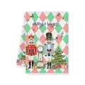 Strofinaccio da cucina in microfibra con stampa schiaccianoci natalizio festivo - 40x60cm / Stile Soldato Schiaccianoci a Quadretti Rosa Verde (A)