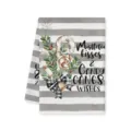 Grijs gestreepte kersttheedoek met zuurstok en ruitjesstrik print, microfiber stof. - Grijs Gestreepte Zuurstok (D) / 40x60cm