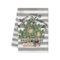 Kerst microvezel keukenhanddoek grijze strepen feestelijke boom handdoek schoonmaken - Grijs Gestreepte Boerderijboom (E)