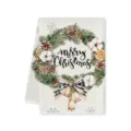 Kerstkrans microvezel keuken handdoek met een heel gezellig en feestelijk design. - Grijs Gestreepte Krans (G)