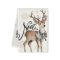 Kerst microvezel keukenhanddoek met schattig hert en sneeuwvlok print, zacht absorberend. - Grijs Gestreepte Rendier (I)