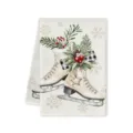 Kerst schaatsen microvezel keukendoek, decoratieve theedoek voor de feestdagen thuisgebruik - Grijs Gestreepte Schaatsen (K)