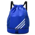Zaino sportivo con coulisse blu con vano inferiore per scarpe e tasche laterali in rete. - Azzurro