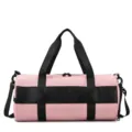 Pink gym duffel bag for women and men, large capacity sports travel bag with shoulder strap. - Pink