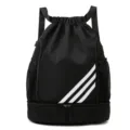 Zaino sportivo nero con cordino, scomparto per scarpe e tasche laterali in rete uomo - Nero