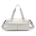 Lightweight nylon gym duffel bag with large capacity, dry-wet separation, and grey straps for travel. - Off White