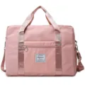 Pink Large Capacity Travel Duffel Bag with Shoe Compartment for Women Gym Handbag - Pink