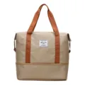 Grande borsa da viaggio in tessuto oxford borsa da palestra con scomparto scarpe beige - Kaki