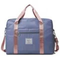 Large capacity travel duffel bag for women, multi-functional gym bag with separate shoe comp. - Haze Blue