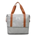 Grande borsa da viaggio sportiva in oxford impermeabile con separazione bagnato e asciutto scarpe - Grigio chiaro