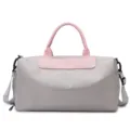 Grande borsone da viaggio grigio con manici rosa, borsa da palestra e sportiva leggera donna. - Grigio
