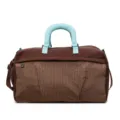 Grande borsa da viaggio e sportiva per palestra, tempo libero in marrone e azzurro chiaro. - Kaki