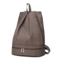Zaino sportivo impermeabile marrone da donna borsa fitness viaggio con scomparto scarpe. - Kaki