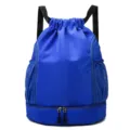 Grande zaino sportivo blu con coulisse, pratico scomparto per scarpe e tasche in rete. - Azzurro (versione semplice)