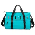 Borsa da palestra impermeabile turchese, borsone sportivo con scomparto per scarpe e tasca. - Blu