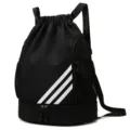 Zaino sportivo nero con coulisse e scomparto per scarpe e tre strisce borsa allenamento - 33*16*45 / Nero