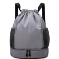 Zaino con coulisse grigio con scomparto inferiore, sacca sportiva impermeabile e pratica. - Grigio (versione semplice)