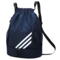 Zaino con coulisse blu con vano scarpe inferiore, borsa sportiva con tre strisce. - 33*16*45 / Blu scuro