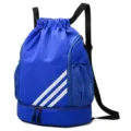 Blue sports drawstring backpack with separate shoe compartment and stylish white stripes variant - 33*16*45 / Light Blue